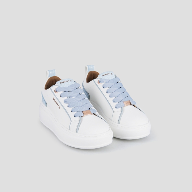 Sneakers Alexander Smith stone woman in white with cracklè azure back - 4