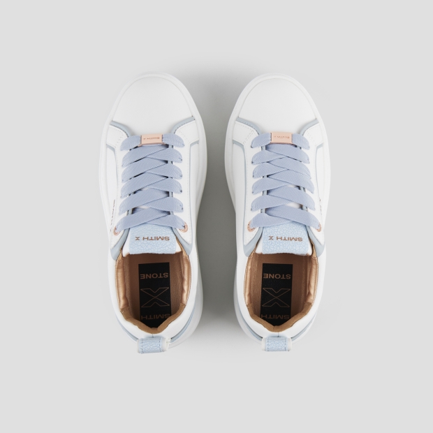 Sneakers Alexander Smith stone woman in white with cracklè azure back - 6