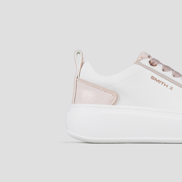 Sneakers Alexander Smith stone woman in white with cracklè rose back - 3