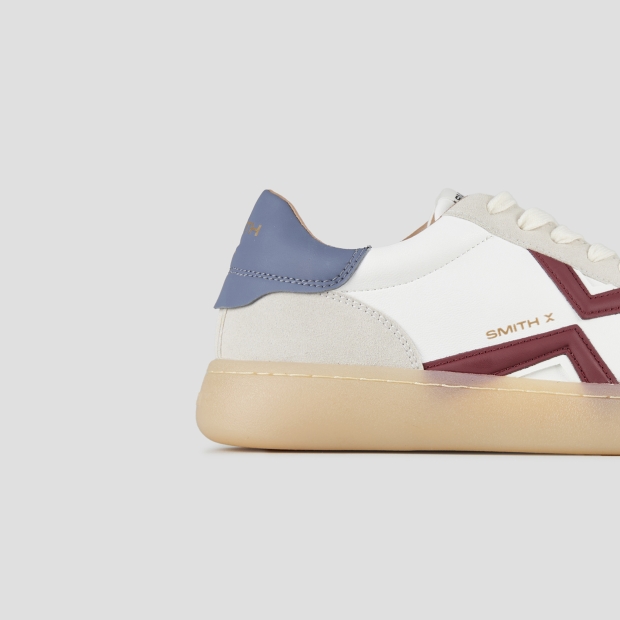 Sneakers Alexander Smith ocean man in white, suede details, red logo and azure back - 3