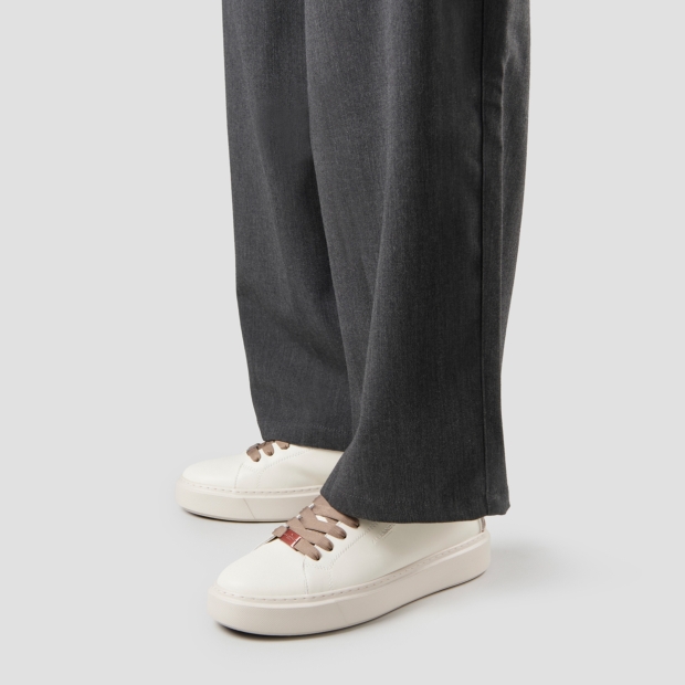 Sneakers Alexander Smith london man in white leather and woven brown leather back - 2