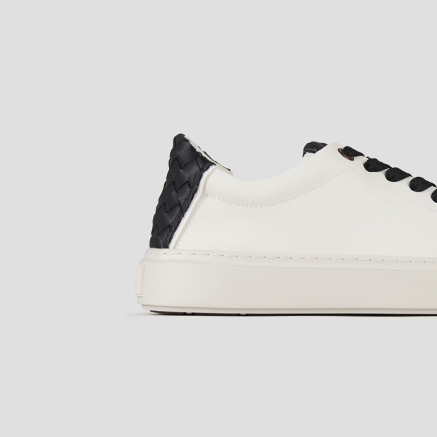 Sneakers Alexander Smith london man in white leather and woven black leather back - 3