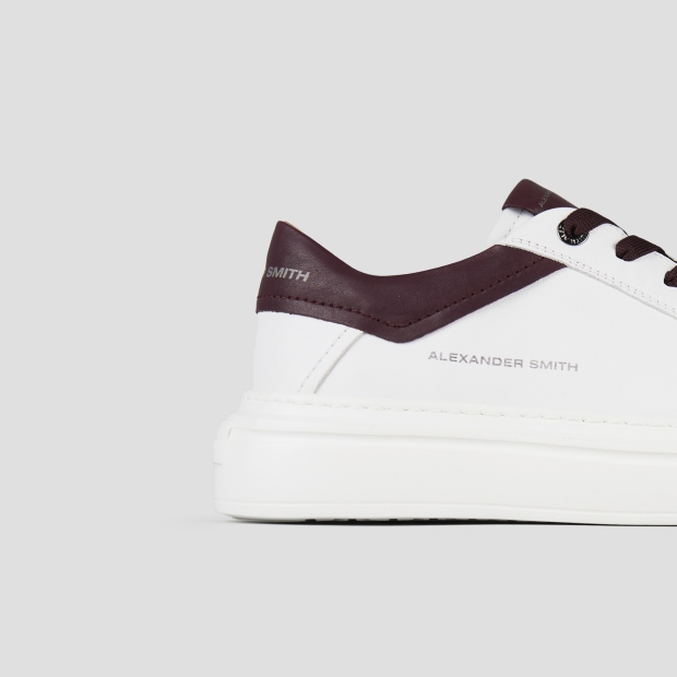 Sneakers Alexander Smith regent man in white goat leather and burgundy details - 3