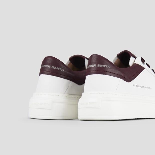 Sneakers Alexander Smith regent man in white goat leather and burgundy details - 5