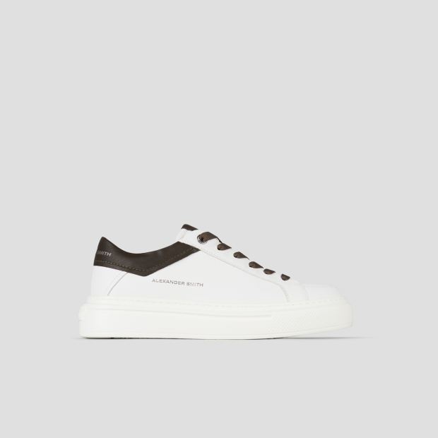 Sneakers Alexander Smith regent man in white goat leather and miltary green details - 1