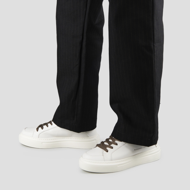 Sneakers Alexander Smith regent man in white goat leather and miltary green details - 2