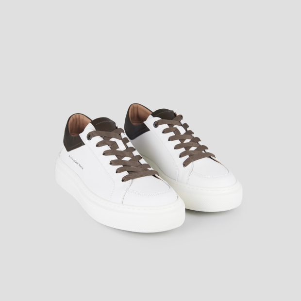 Sneakers Alexander Smith regent man in white goat leather and miltary green details - 4