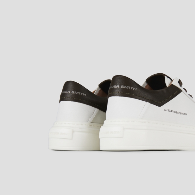 Sneakers Alexander Smith regent man in white goat leather and miltary green details - 5