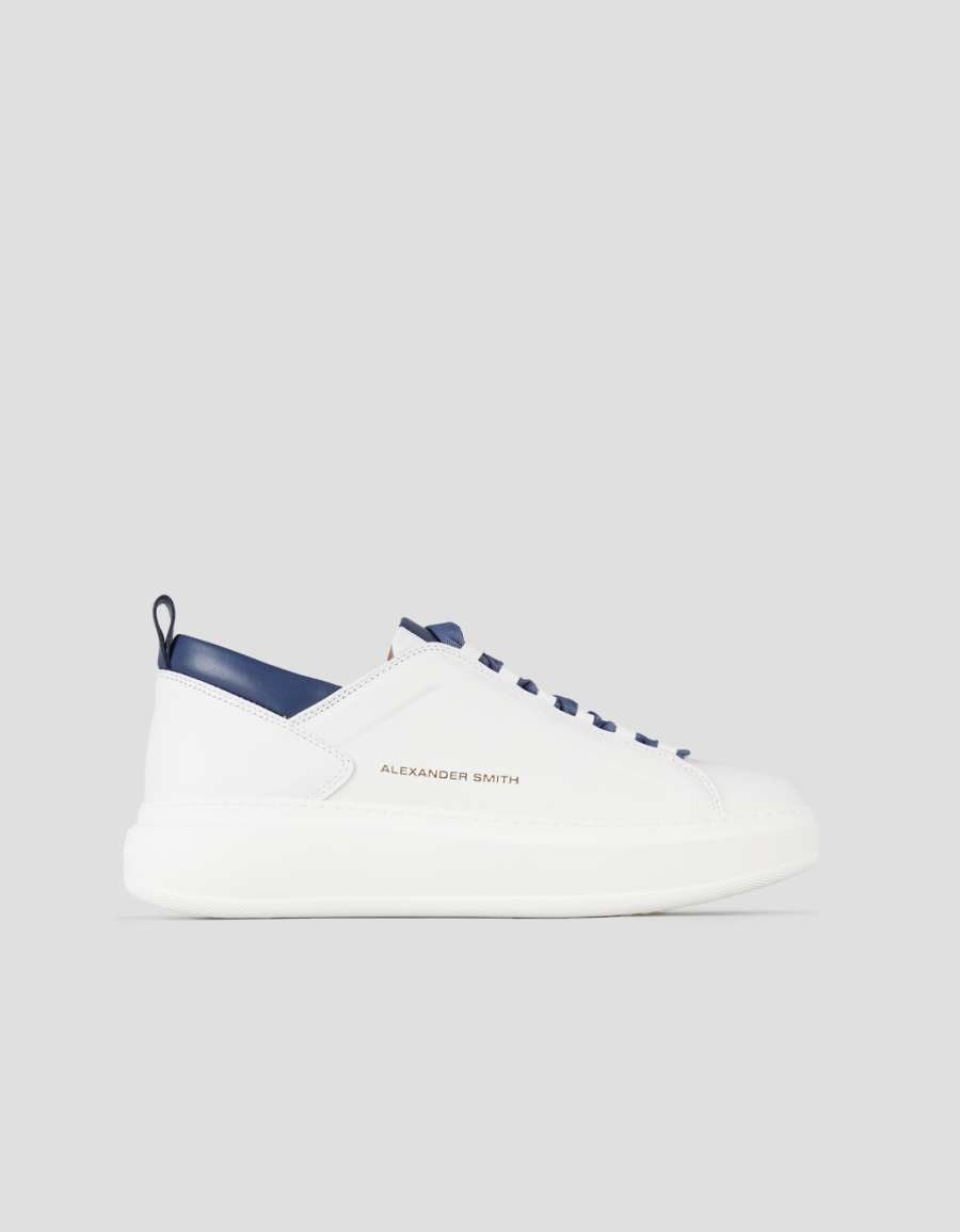 Sneakers Alexander Smith wembley man high frequency in white nappa leather and blue details - 1