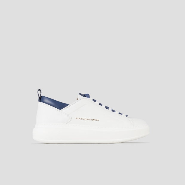 Sneakers Alexander Smith wembley man high frequency in white nappa leather and blue details - 1