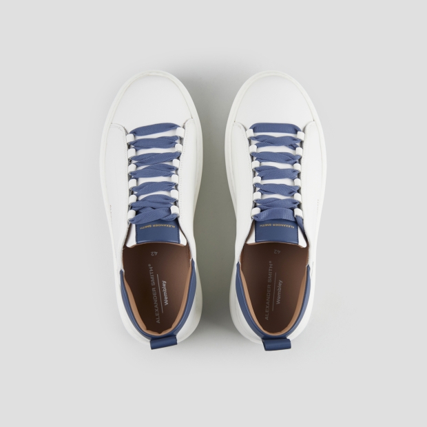 Sneakers Alexander Smith wembley man high frequency in white nappa leather and blue details - 6