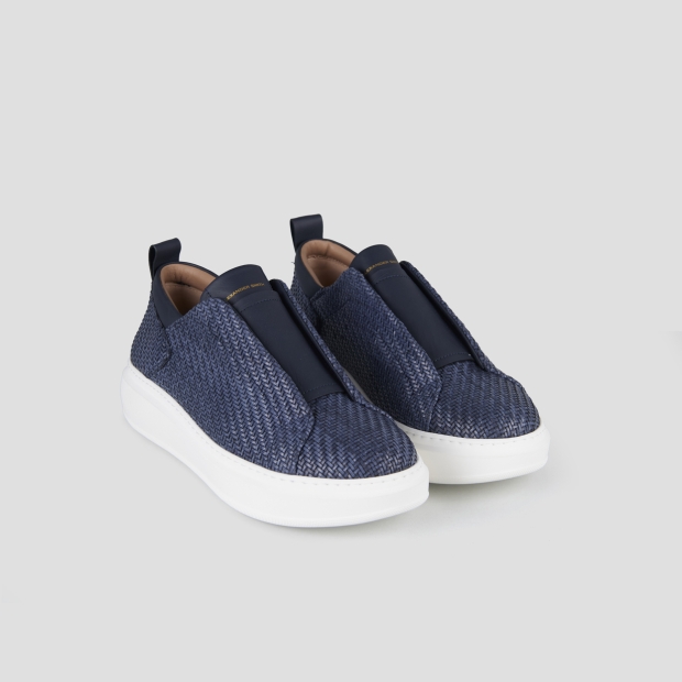 Sneakers Alexander Smith wembley slip-on man in blue woven leather - 4