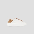 Wembley Woman in white nappa leather and beige ruched back