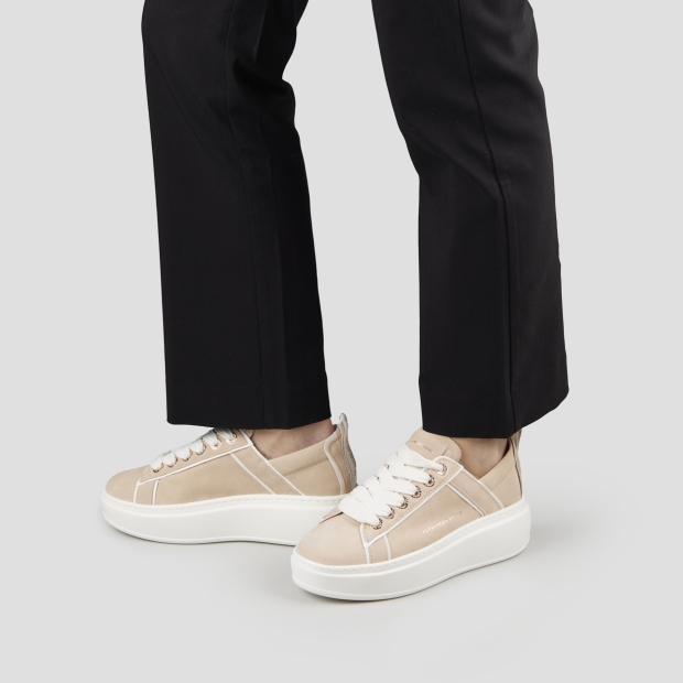 Sneakers Alexander Smith wembley high woman in beige suede and details in white leather - 2