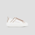 Wembley High Woman in white tumbled leather and details in brown