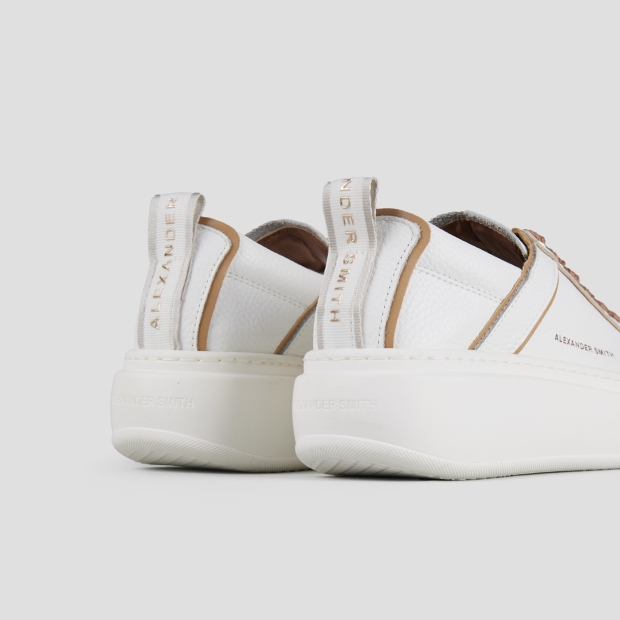 Sneakers Alexander Smith wembley high woman in white tumbled leather and details in brown - 5
