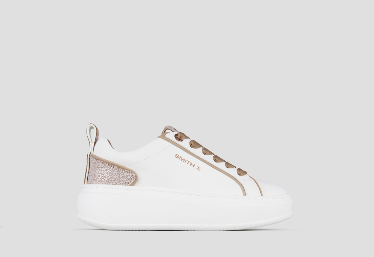 Sneakers Alexander Smith stone woman in white with cracklè beige back - 1