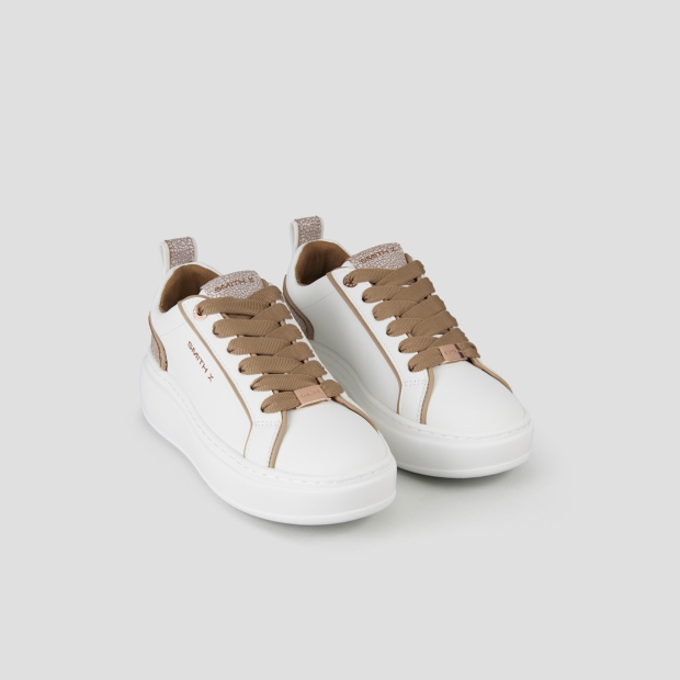 Sneakers Alexander Smith stone woman in white with cracklè beige back - 4