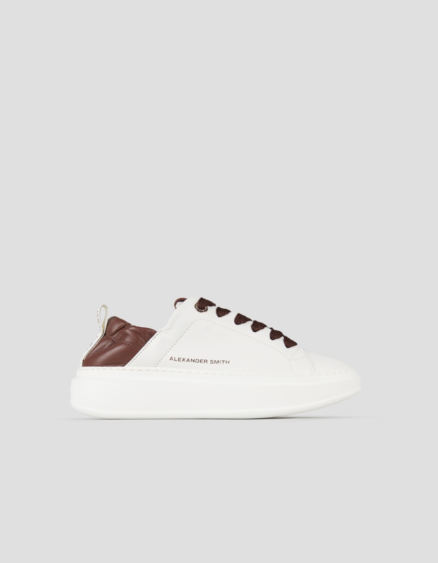 Sneakers Alexander Smith wembley woman in white nappa leather and brown ruched back - 1