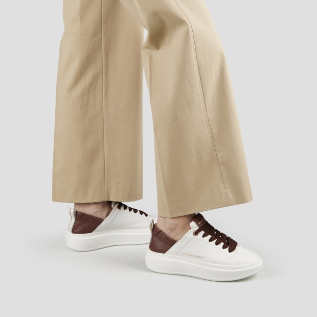 Sneakers Alexander Smith wembley woman in white nappa leather and brown ruched back - 2