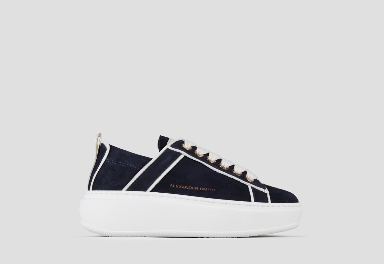 Sneakers Alexander Smith wembley high woman in blue suede and details in white leather - 1