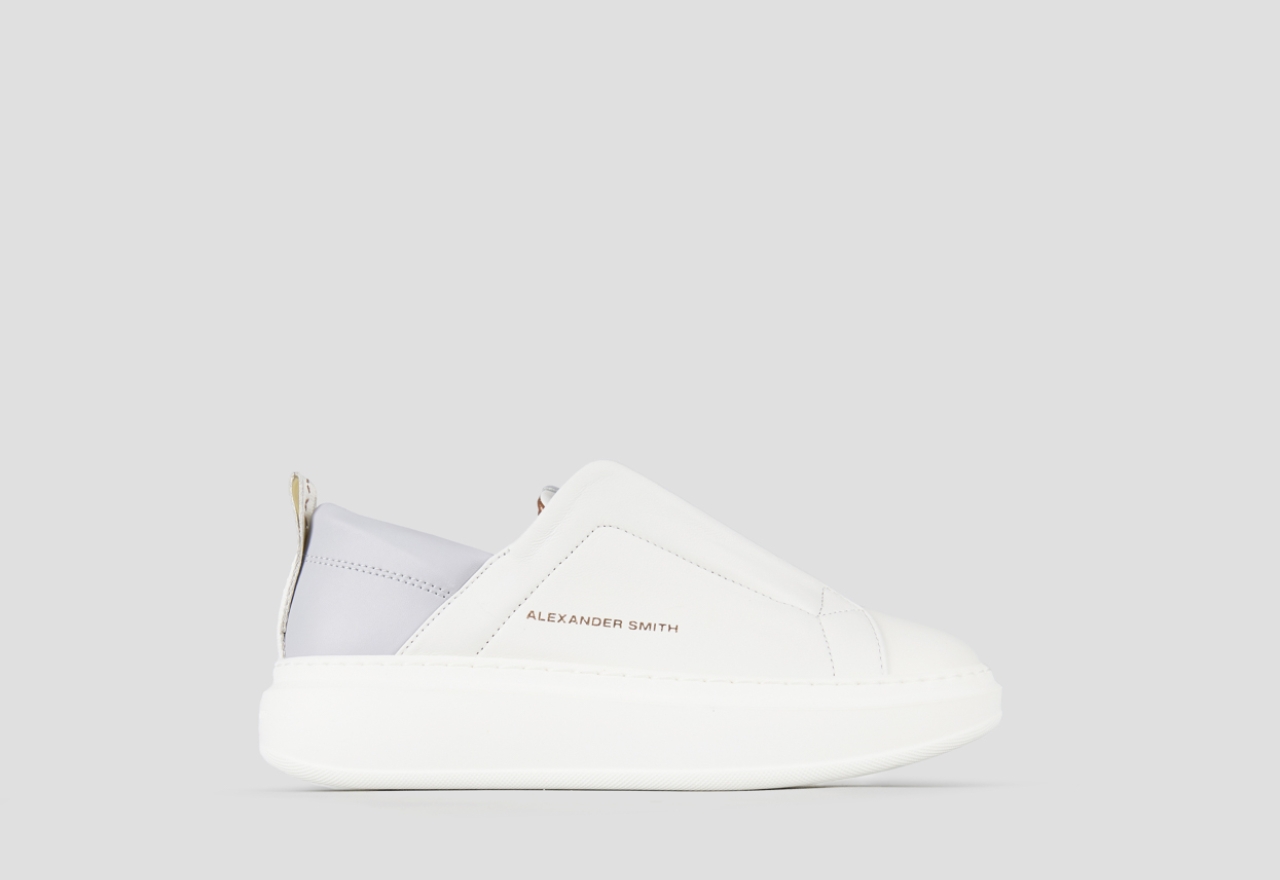 Sneakers Alexander Smith wembley slip-on woman in white leather and azure back - 1