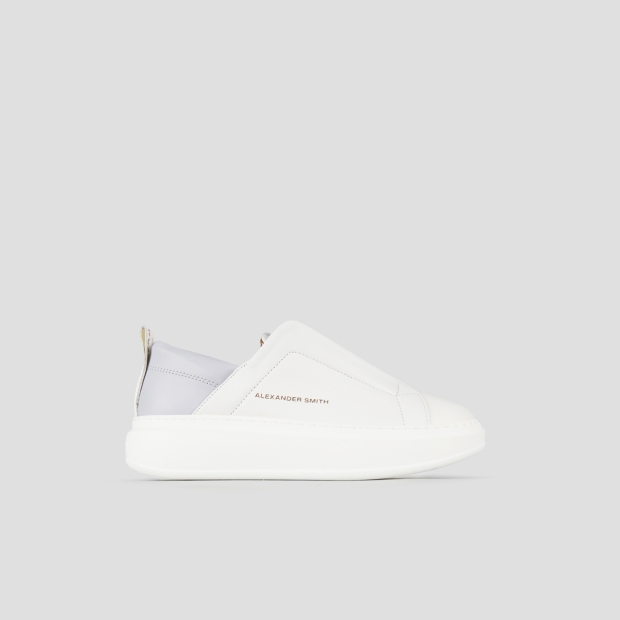 Sneakers Alexander Smith wembley slip-on woman in white leather and azure back - 1