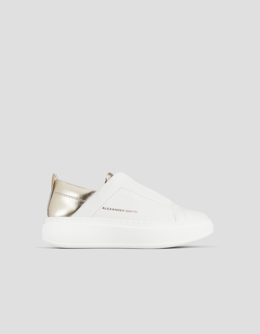 Sneakers Alexander Smith wembley slip-on woman in white leather and gold laminated back - 1
