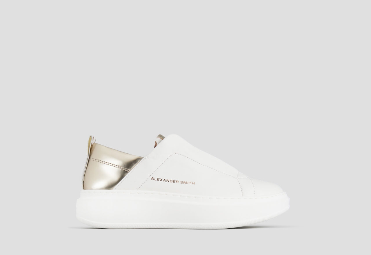Sneakers Alexander Smith wembley slip-on woman in white leather and gold laminated back - 1
