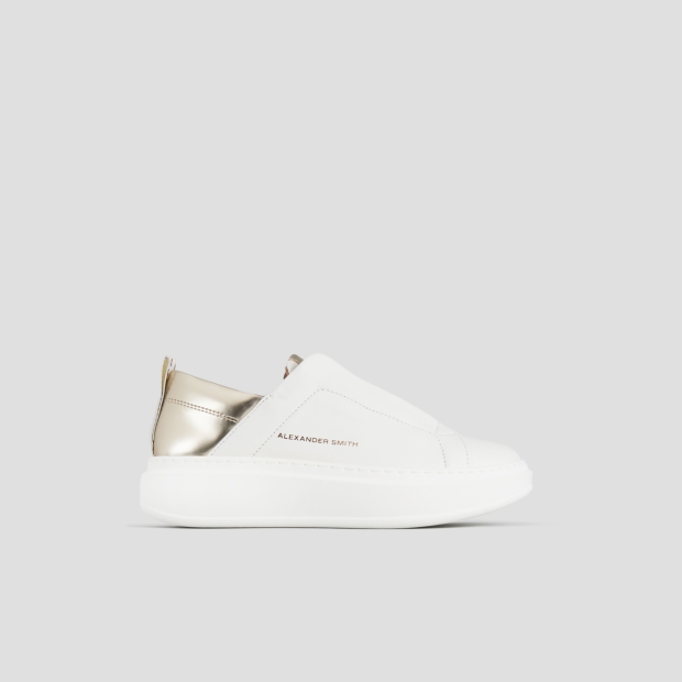 Sneakers Alexander Smith wembley slip-on woman in white leather and gold laminated back - 1