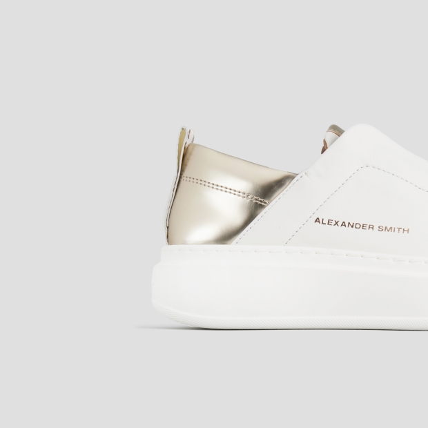 Sneakers Alexander Smith wembley slip-on woman in white leather and gold laminated back - 3