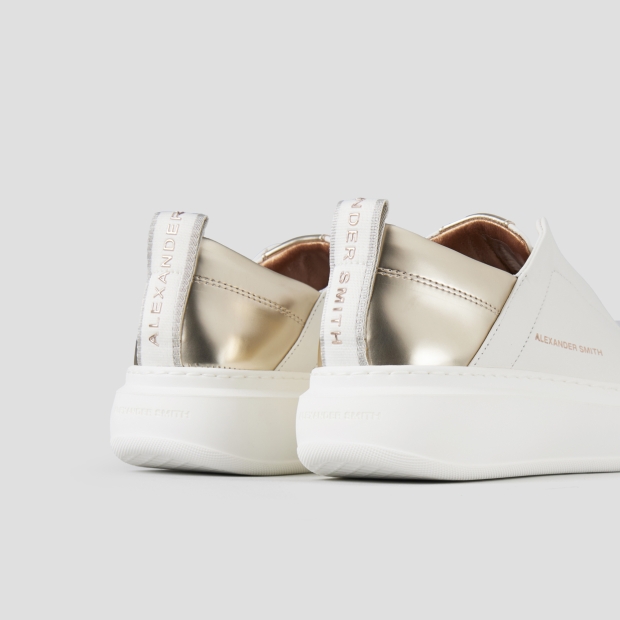 Sneakers Alexander Smith wembley slip-on woman in white leather and gold laminated back - 5
