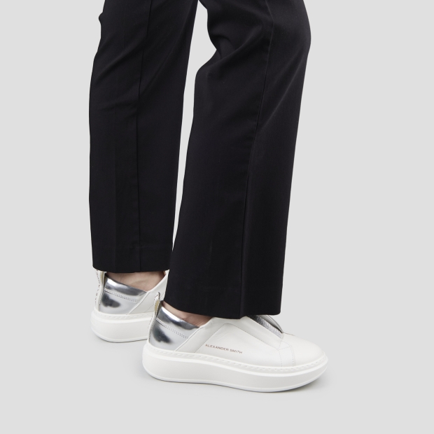 Sneakers Alexander Smith wembley slip-on woman in white leather and silver laminated back - 2