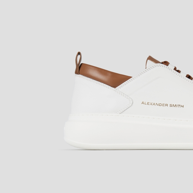 Sneakers Alexander Smith wembley man high frequency in white nappa leather and brown details - 3