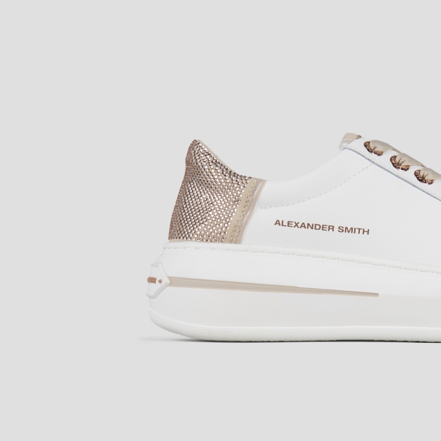 Sneakers Alexander Smith lancaster woman in white leather and back with beige rhinestones - 3