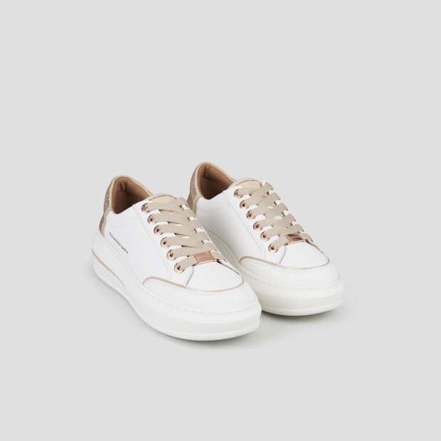 Sneakers Alexander Smith lancaster woman in white leather and back with beige rhinestones - 4