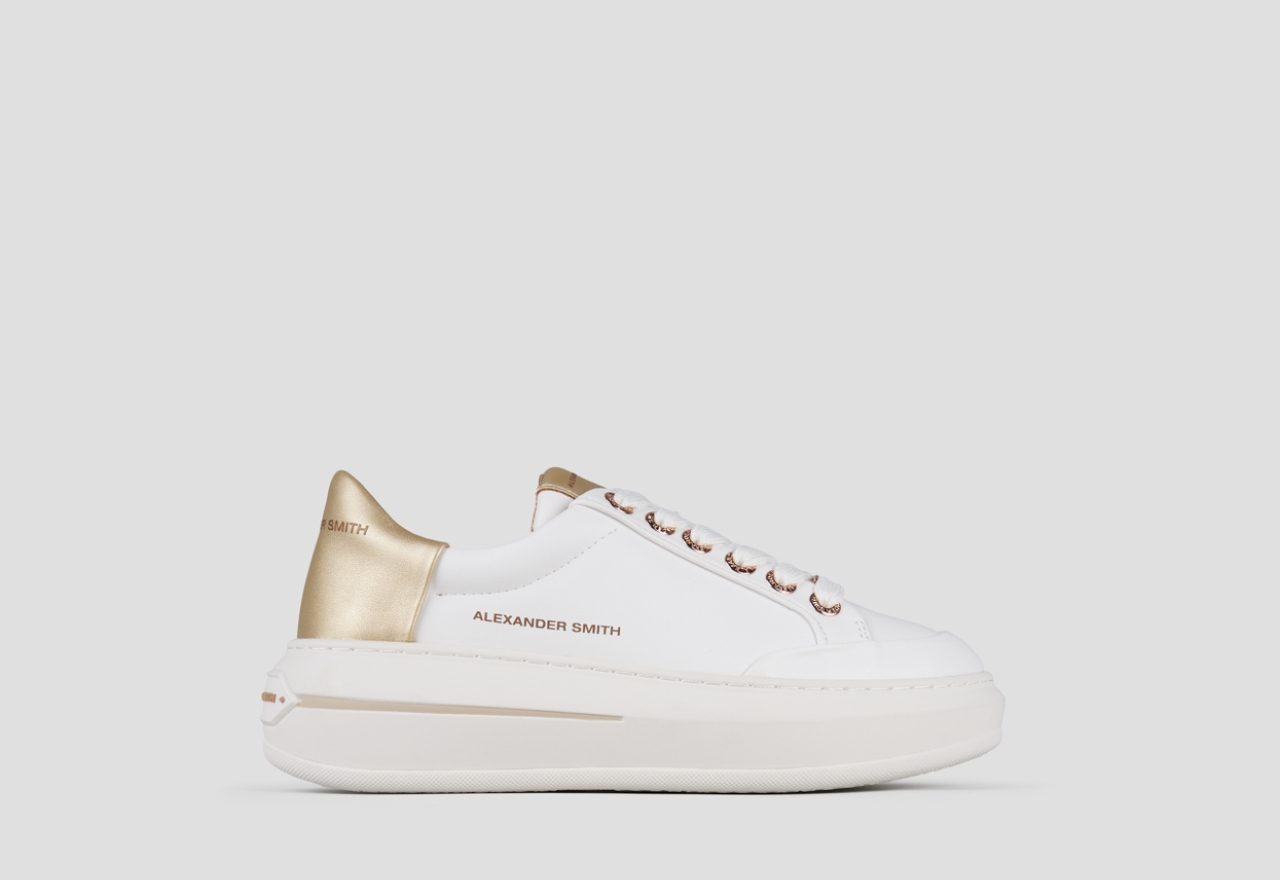 Sneakers Alexander Smith lancaster woman in white leather and gold laminated back - 1