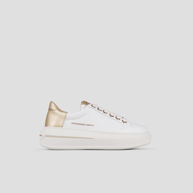 Sneakers Alexander Smith lancaster woman in white leather and gold laminated back - 1