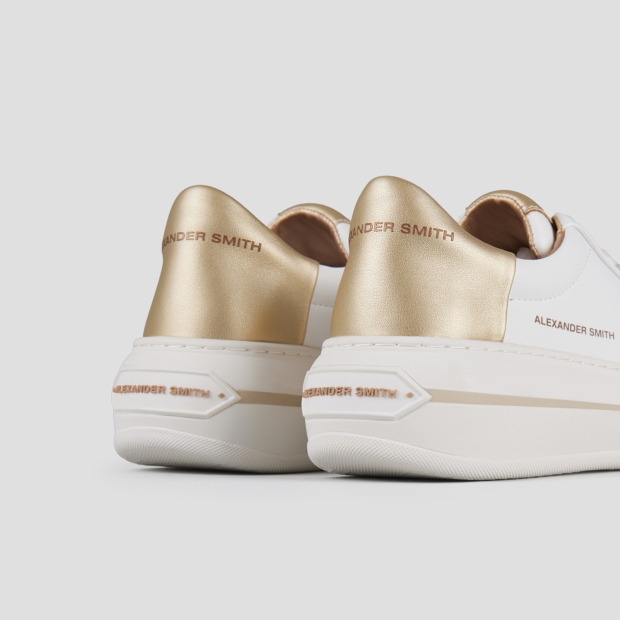 Sneakers Alexander Smith lancaster woman in white leather and gold laminated back - 5