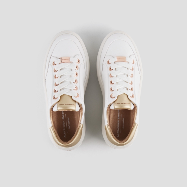 Sneakers Alexander Smith lancaster woman in white leather and gold laminated back - 6