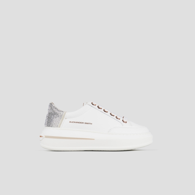 Sneakers Alexander Smith lancaster woman in white leather and back with silver rhinestones - 1