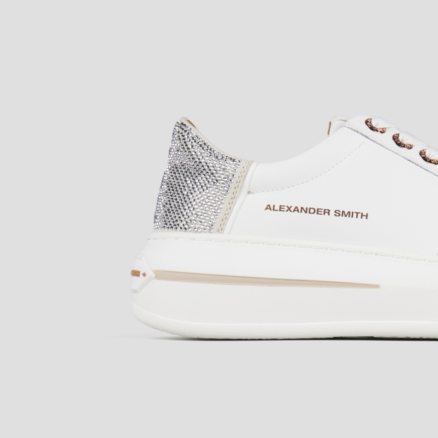 Sneakers Alexander Smith lancaster woman in white leather and back with silver rhinestones - 3