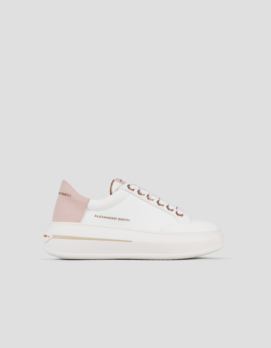 Sneakers Alexander Smith lancaster woman in white leather and rose back - 1