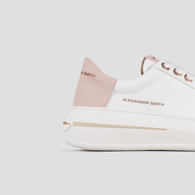 Sneakers Alexander Smith lancaster woman in white leather and rose back - 3