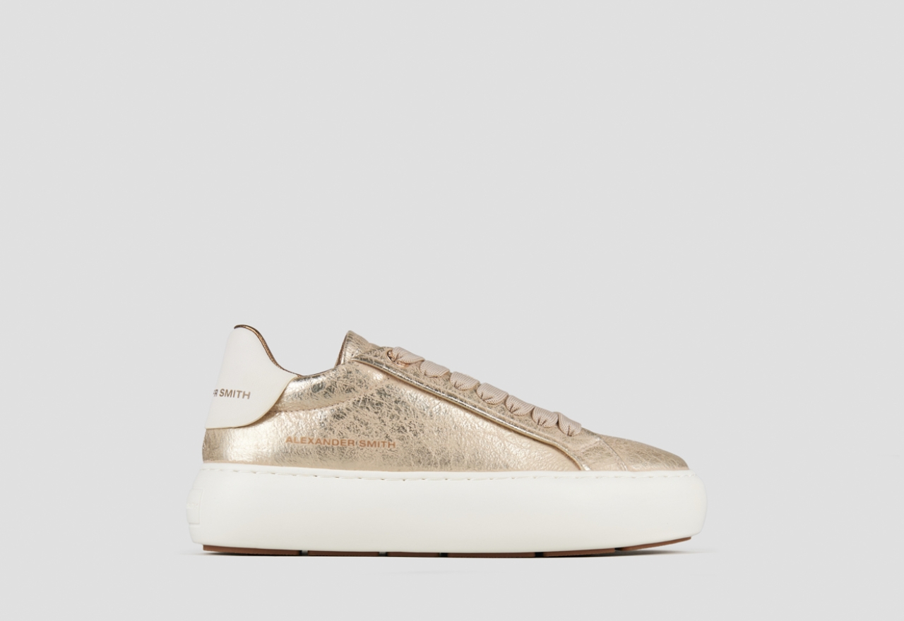 Sneakers Alexander Smith soho woman in gold wrinkly laminated leather - 1