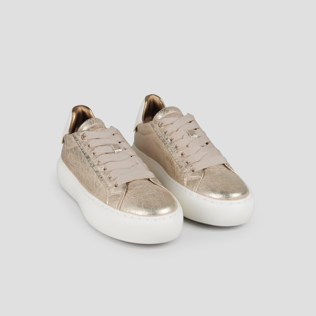 Sneakers Alexander Smith soho woman in gold wrinkly laminated leather - 4