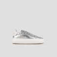 Soho Woman in silver wrinkly laminated leather