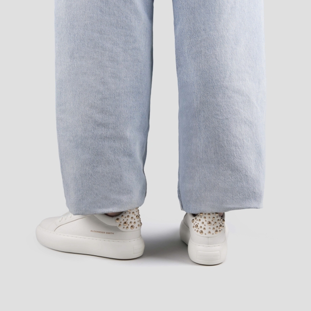 Sneakers Alexander Smith soho woman in white leather and back with studs - 2