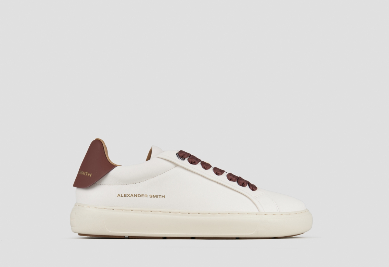 Sneakers Alexander Smith soho man in white nappa leather and wine leather back - 1