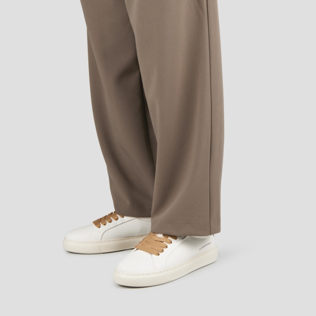 Sneakers Alexander Smith soho man in white nappa leather and brown leather back - 2